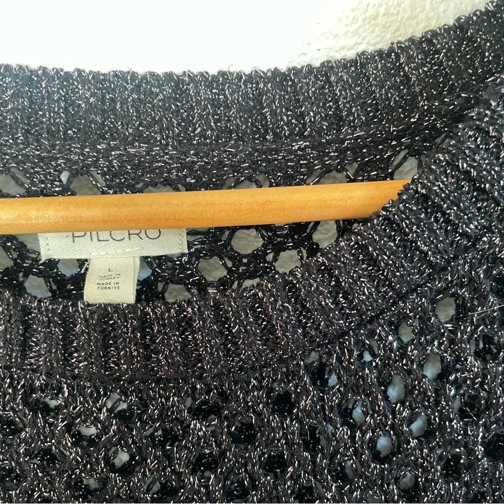 Pilcro Metallic Black Knit Top, size L - Picture 5 of 6